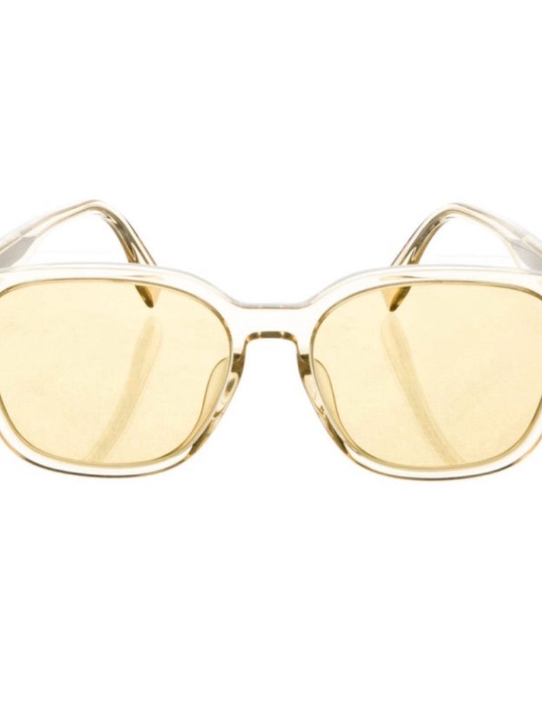 Fendi Gold-Tone Clear Frame Sunglasses With Yellow Lenses